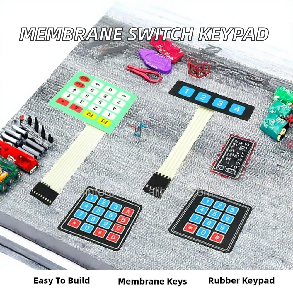 Hoee Factory Membrane Switch Keypad with Rubber Buttons 4*4/1*4/3*4/4*5 Layout MCU Expansion DIY Electronic Keyboard